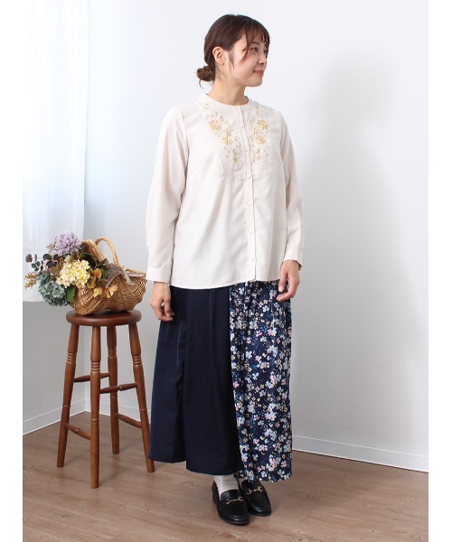 「MB mint breeze」 長袖ブラウス 3L ネイビー レディース_画像3