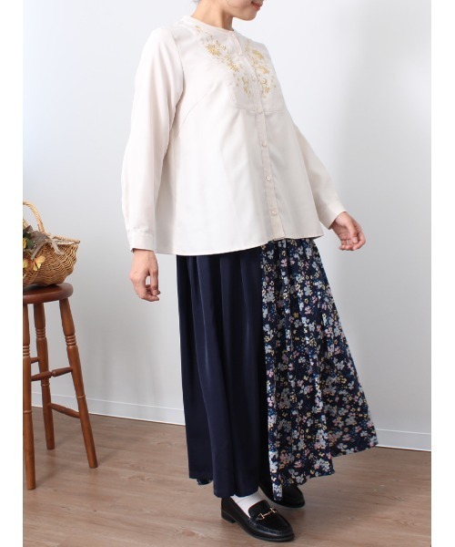 「MB mint breeze」 長袖ブラウス 3L ネイビー レディース_画像4