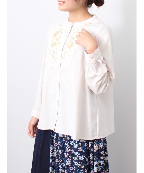 「MB mint breeze」 長袖ブラウス 3L ネイビー レディース_画像6