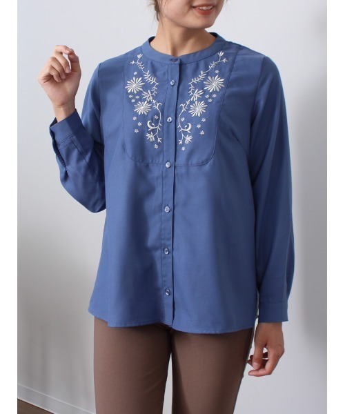 「MB mint breeze」 長袖ブラウス 3L ネイビー レディース_画像7