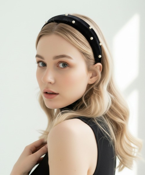 RIN　CHANEL ベロアカチューシャ Lady Rora カチューシャ アンビ ベロア カチューシャ (幅広