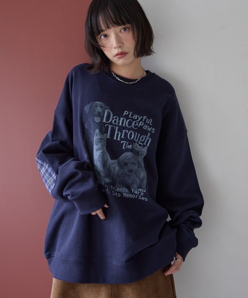 PBLIM トレーナー スウェット 「UNISEX」エルボーパッチアニマル