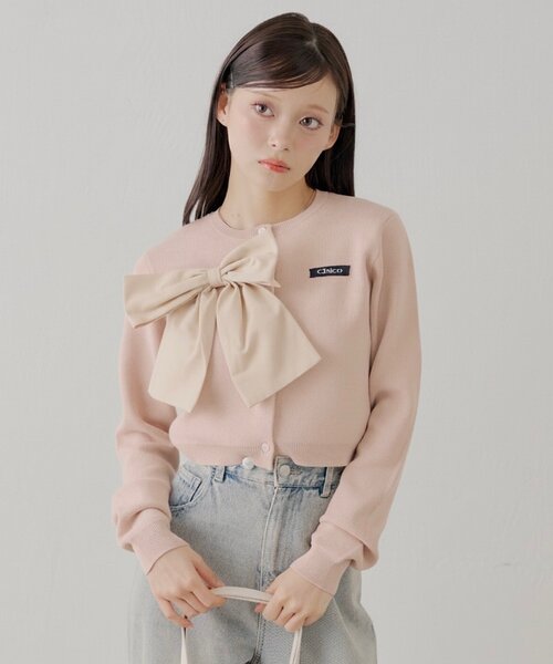 Chico（チコ） カーディガン 「セットアップ対応」リボンコンパクト