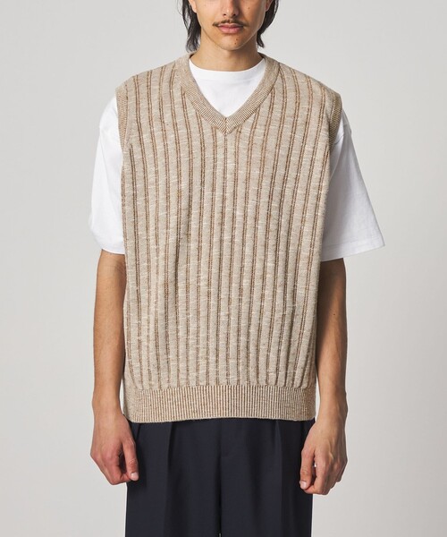＜Steven Alan＞ダブルクロス ベスト　ベージュ crepuscule（クレプスキュール） セーター ニット × Steven Alan」 RY