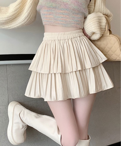 スカート スエード フリル プリーツ ミニスカート : ZOZOTOWN Yahoo!店