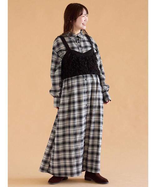 「ehka sopo」 シャツワンピース F ボルドー レディース_画像2