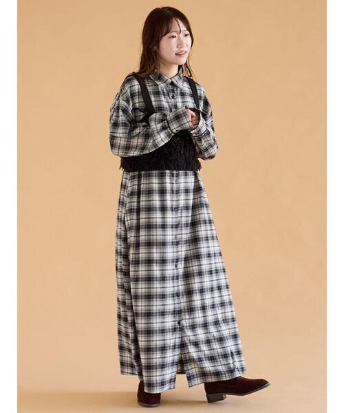 「ehka sopo」 シャツワンピース F ボルドー レディース_画像3