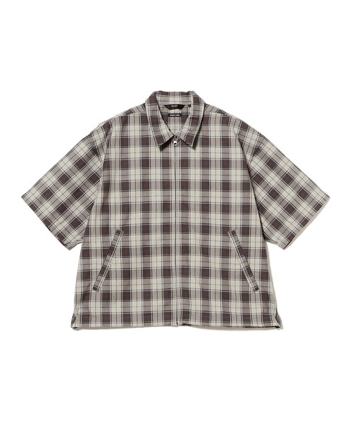 BEAMS（ビームス） シャツ ワイドフィット チェック ジップシャツ