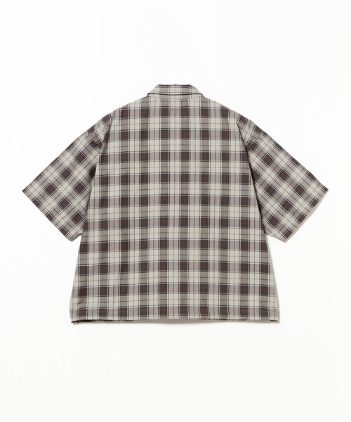 BEAMS（ビームス） シャツ 半袖 ワイドフィット チェック ジップシャツ