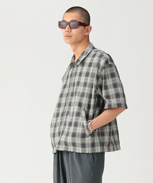 BEAMS（ビームス） シャツ ワイドフィット チェック ジップシャツ