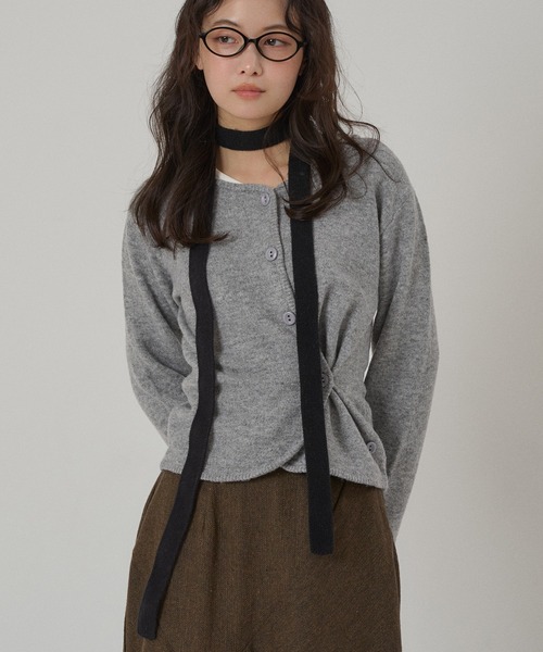 MUHET（ミュエータ） カーディガン offset button 2 way knit cardigan
