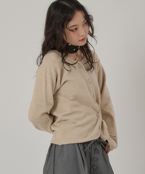 MUHET（ミュエータ） カーディガン offset button 2 way knit cardigan