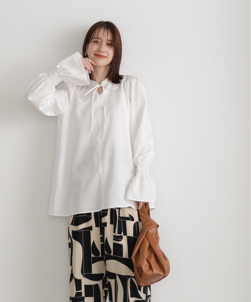 「N.(N. Natural Beauty Basic)」 長袖ブラウス MEDIUM グレー系その他 レディース_画像4