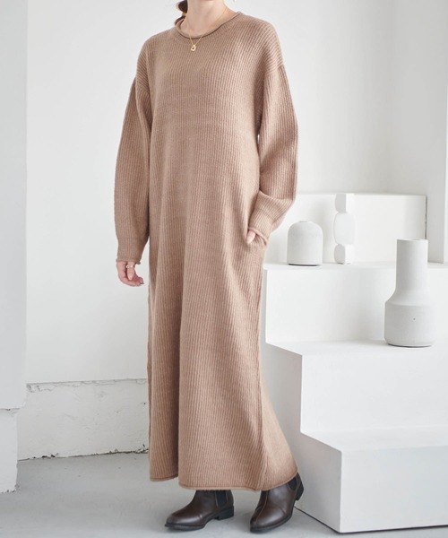 「mil」 ニットワンピース X-SMALL ブラウン レディース_画像9