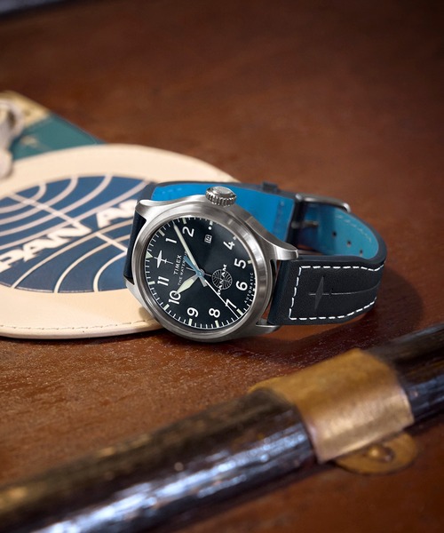 【美品動作品】TIMEX タイメックス メンズ 手巻き 腕時計 デイト ネイビー TIMEX（タイメックス） 腕時計 TIMEX x Pan Am ウォーターベリー