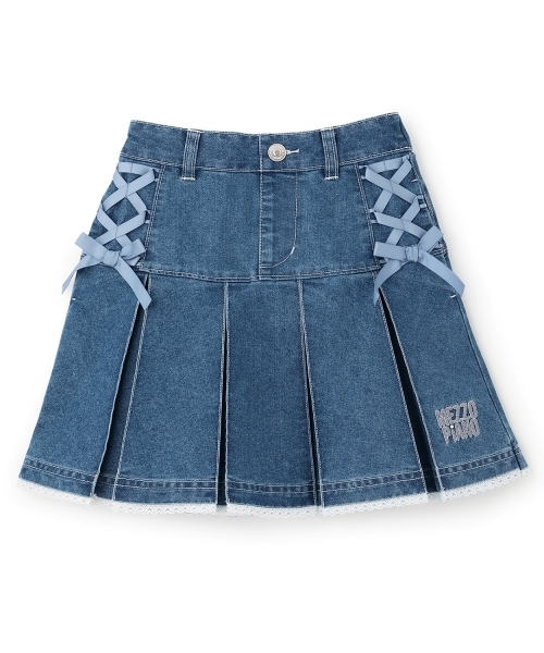 mezzo piano スカート レースアップリボン タックプリーツスカート