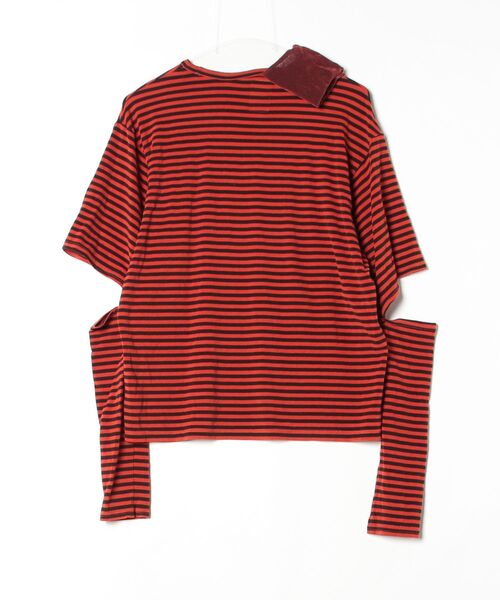 「Name.」 ボーダー柄長袖カットソー FREE オレンジ レディース_画像2