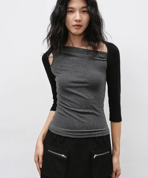 EIGHTHMONTH tシャツ コントラストスリーブトップス EM26s046