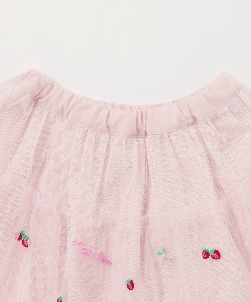 mezzo piano スカート イチゴ刺しゅう チュールスカート キッズ 子供服
