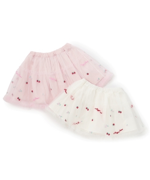 mezzo piano スカート イチゴ刺しゅう チュールスカート キッズ 子供服