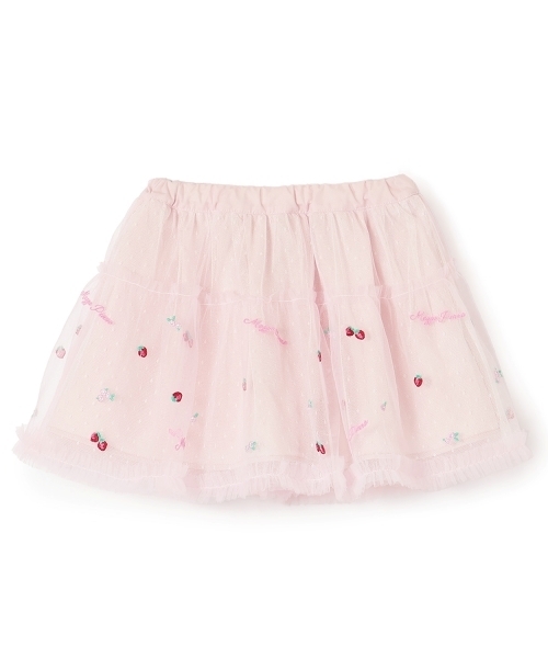 mezzo piano スカート イチゴ刺しゅう チュールスカート キッズ 子供服