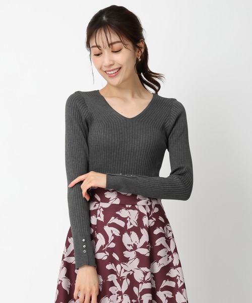 「MISCH MASCH」 長袖ニット フリ- ホワイト レディース_画像4