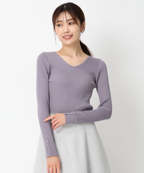 「MISCH MASCH」 長袖ニット フリ- ホワイト レディース_画像5