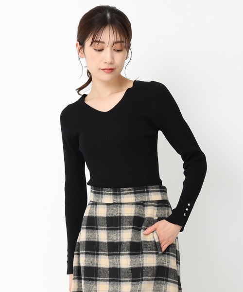「MISCH MASCH」 長袖ニット フリ- ホワイト レディース_画像7