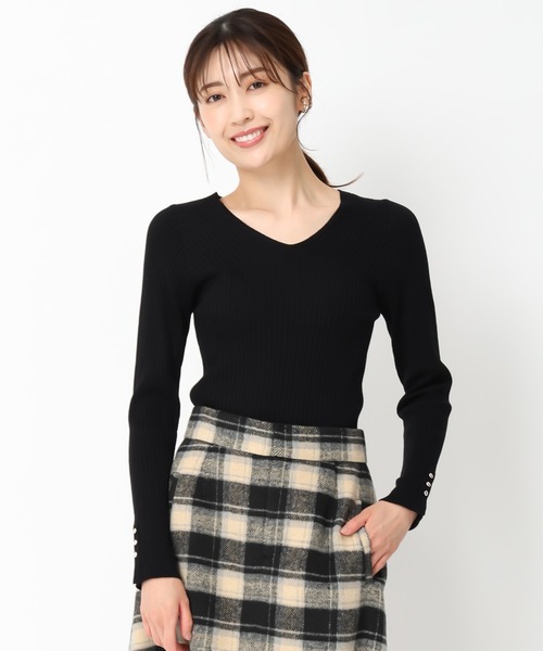 「MISCH MASCH」 長袖ニット フリ- ホワイト レディース_画像8
