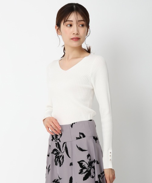 「MISCH MASCH」 長袖ニット フリ- ホワイト レディース_画像9