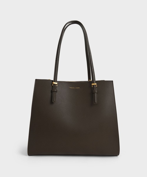 CHARLES & KEITH ブラウン トートバッグXＬ CHARLES ＆ KEITH（チャールズ&キース） 「CHARLES & KEITH」 トート