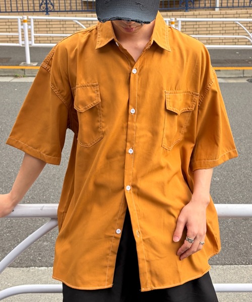 link lot シャツ 「26春夏新作」ダブルフラップステッチ半袖シャツ