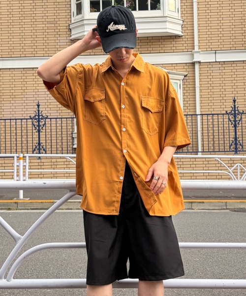 Tシャツ　半袖　重ね着風　ツートン　茶　ブラウン　イエロー　春夏　L 11号　黄 古音ラジカセ半袖T | AS KNOW AS オンラインショップ