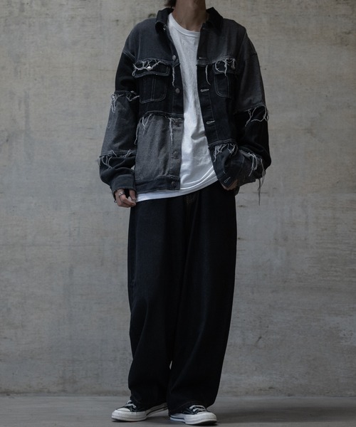 「JOHN'S CLOSET」 デニムジャケット LARGE ブラック メンズ_画像8