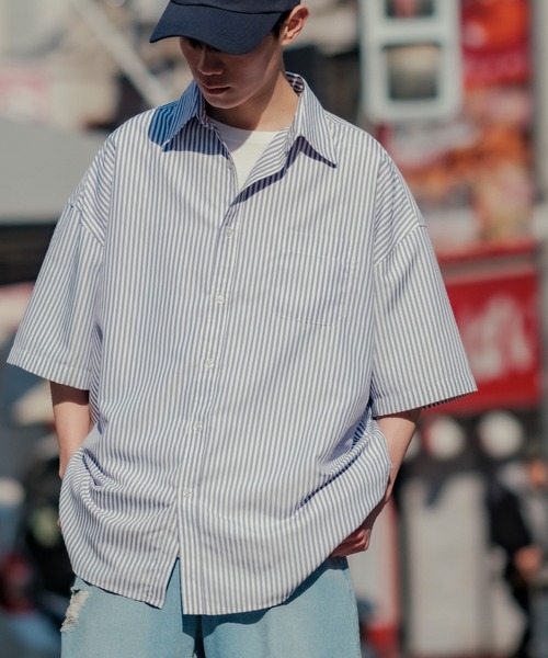 En serio TOKYO シャツ 半袖 「NULL」ストライプ半袖シャツ NULL23-023