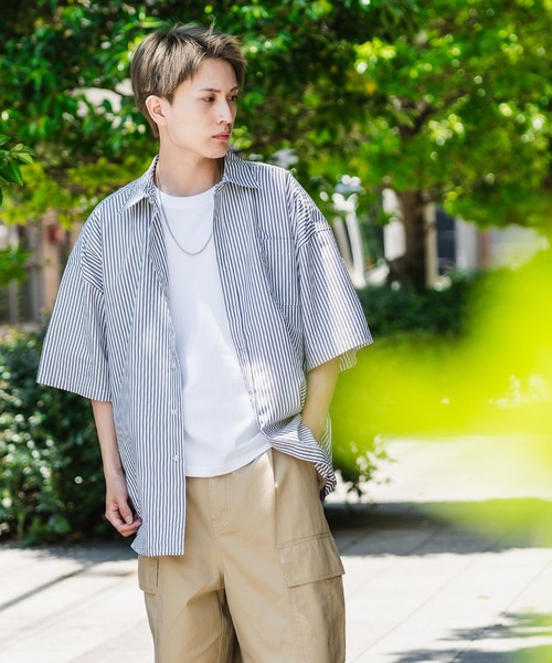 ま*ま様 ensou 半袖 ジップ シャツwolf&wolff Atelier1 En serio TOKYO シャツ 半袖 「NULL」ストライプ半袖シャツ NULL23-023