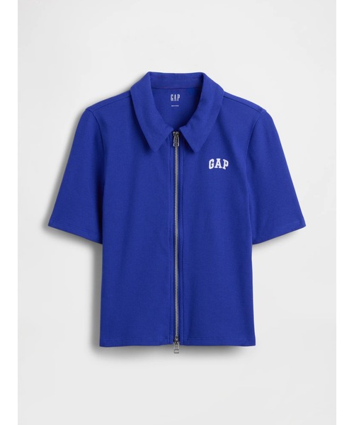 GAP（ギャップ） ポロシャツ ポロ リブ クロップド GAPロゴ ジップ