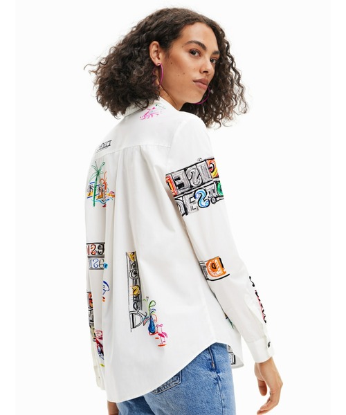 「Desigual」 長袖シャツ M ホワイト レディース_画像4