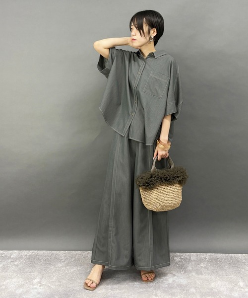 ワイドパンツ パンツ 「セットアップ対応」テンセルデニムパンツ レディース | NICOLE white | 14