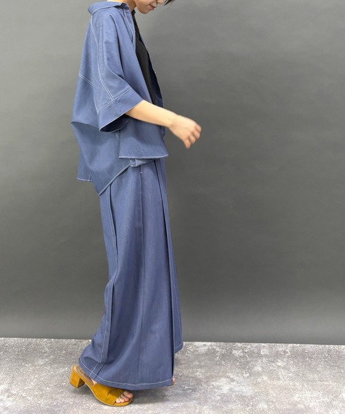 ワイドパンツ パンツ 「セットアップ対応」テンセルデニムパンツ レディース | NICOLE white | 20
