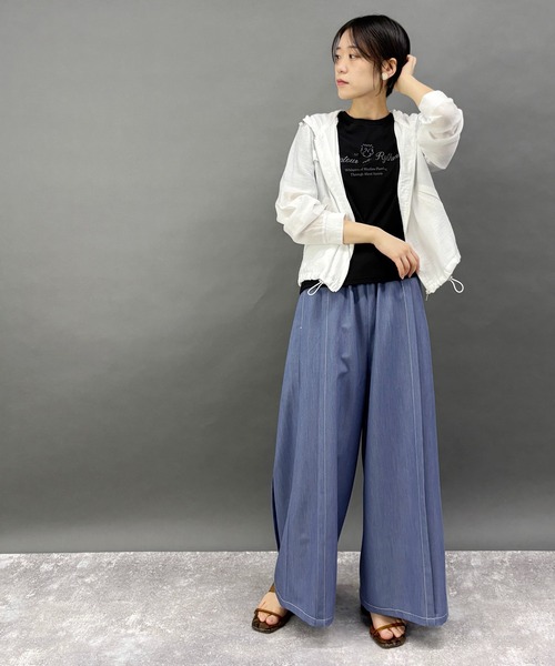 ワイドパンツ パンツ 「セットアップ対応」テンセルデニムパンツ レディース | NICOLE white | 22