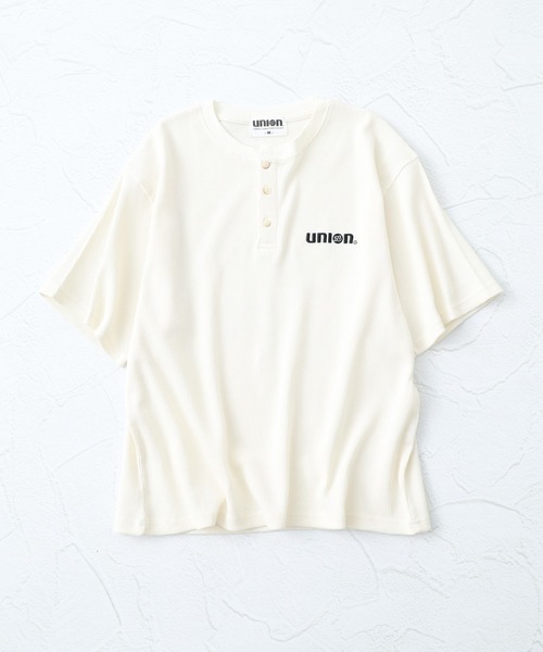 ヘンリーネック tシャツ 76Lubricants ワッフルヘンリーネックTシャツ