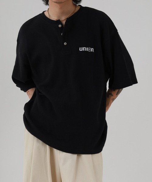 ヘンリーネック tシャツ 76Lubricants ワッフルヘンリーネックTシャツ