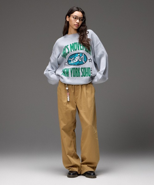 X-girl（エックスガール） ニット セーター WORLD LOGO JACQUARD KNIT