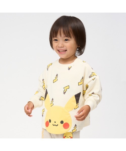 トレーナー monpoke モンポケ 総柄 はみだしアップリケ キッズ 子供服