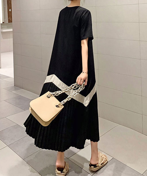 ワンピース プリーツ 切り替え 女子会 デート 全2色 L2927 CWY0222A0011_l_a001.jpg