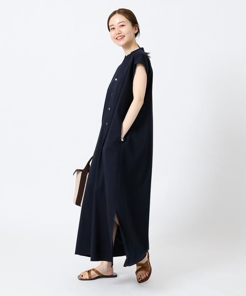 IENA イエナ フレンチスリーブシャツワンピース ネイビー【38】ロング丈 IENA ワンピース シャツワンピース フレンチスリーブシャツ
