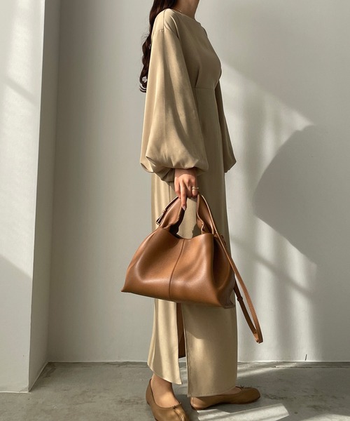 Louere ワンピース パフスリーブIラインワンピース : ZOZOTOWN