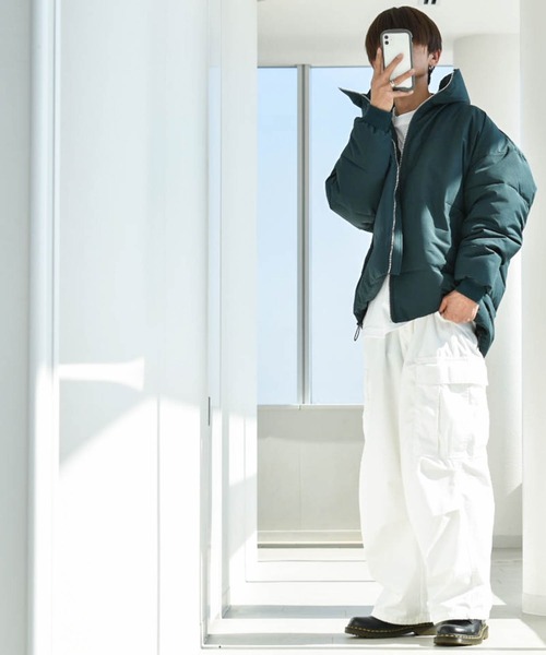 ブルゾン アウター ポリストレッチ ビッグサイズパテッドショート