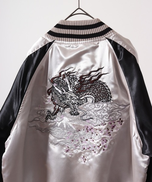 スカジャン 虎と龍の刺繍　キャブクロージング　サイズS【日本サイズM相当】 Ace スカジャン ACE 虎柄 龍柄 刺繍スカジャン メンズ